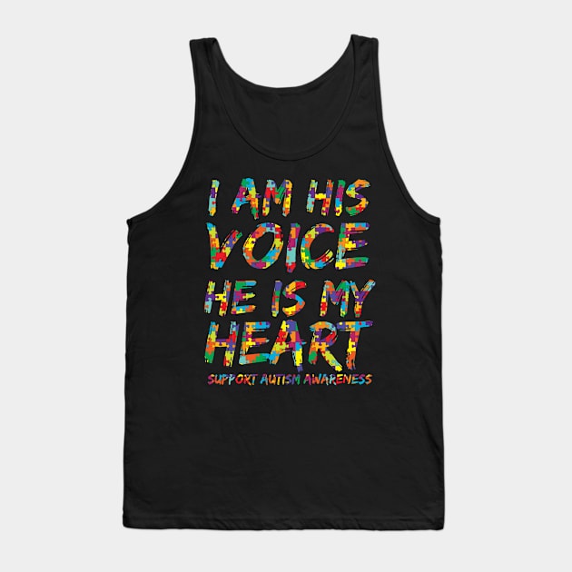 I Am His Voice He is My Heart Shirt Support Autism Awareness Tank Top by Danielsmfbb